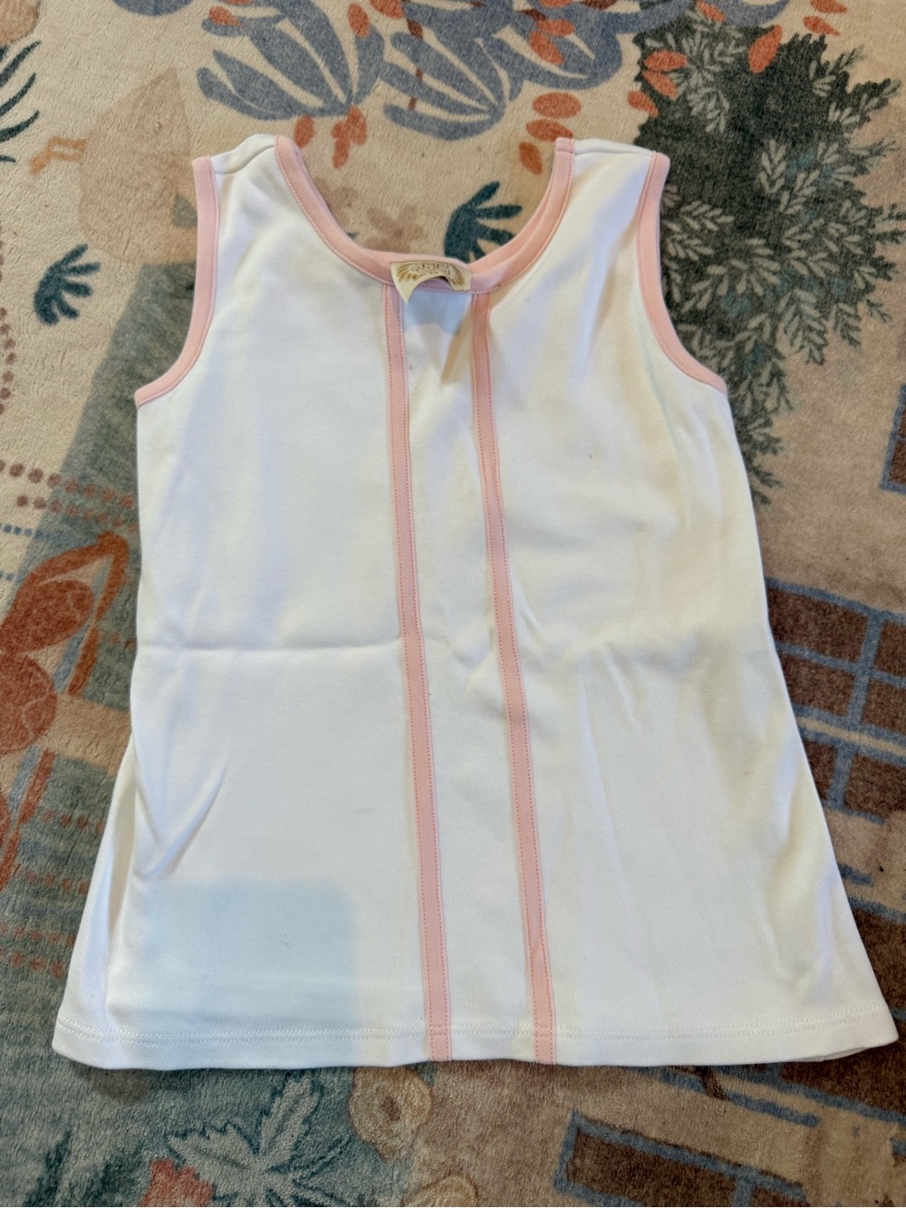 The Beaufort Bonnet Company White Tank Top with Pink Trim